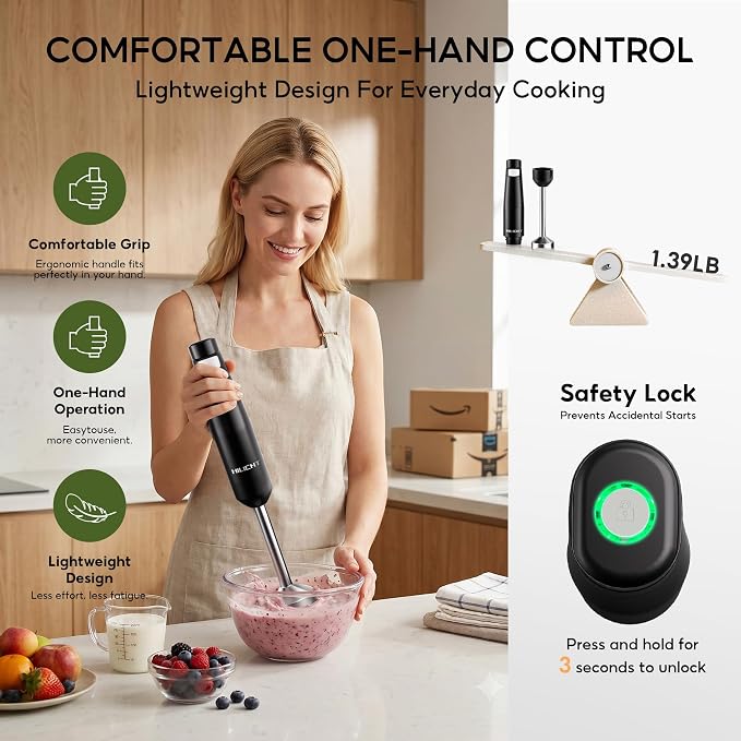 Cordless Immersion Blender, 3-in-1 Hand Blender with Charger | Blend Anywhere: Wall Charger, Brushless Motor, Whisk & Frother, 60+ Bowls, Smoothies, Soup, Baby Food