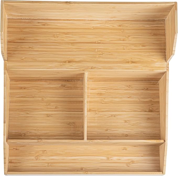 Restaurantware-15 x 14.25 x 9.25 Inch Coffee Condiment Organizer, 1 Countertop Tea Station Organizer - 3 Shelf, Heavy-Duty, Bamboo Coffee Bar Holder, For Breakrooms, Offices, or Homes,