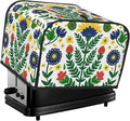 Mexican Folk Flowers Covers for 4 Slice Toasters,Cute Country Bread Machine Cover with Handle,Washable Stain Resistant Kitchen Small Appliance Cover Dining Decor