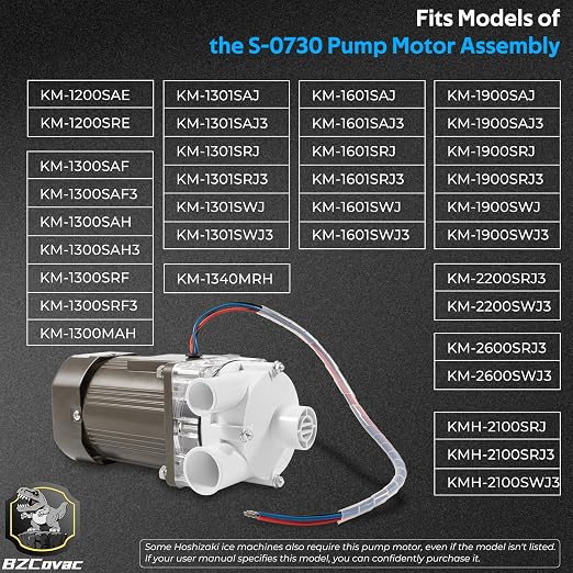 S-0730 Water Pump for Hoshizaki, S730 Ice Machine Motor Assembly, 14-Inch Cable and Plug, #M91X60S201