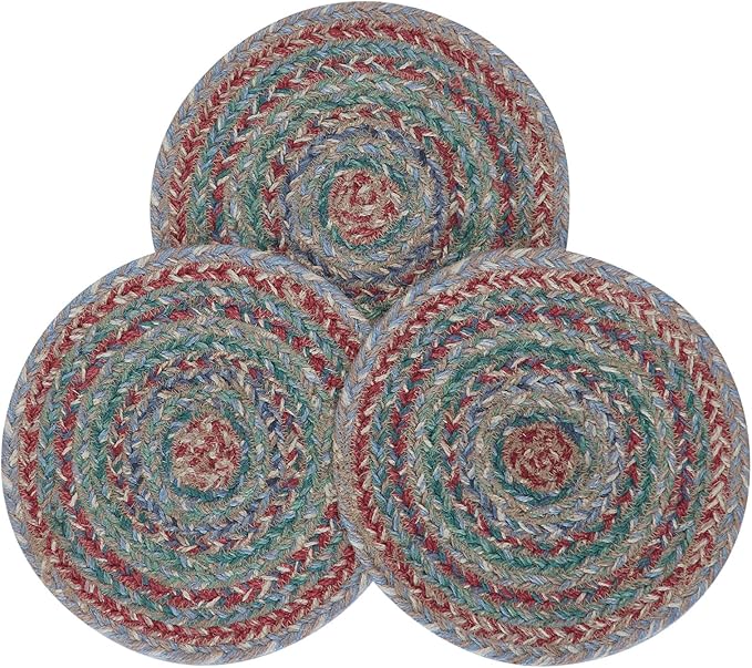 VHC Brands Multi Jute Trivet 8 inch Diameter Set of 3