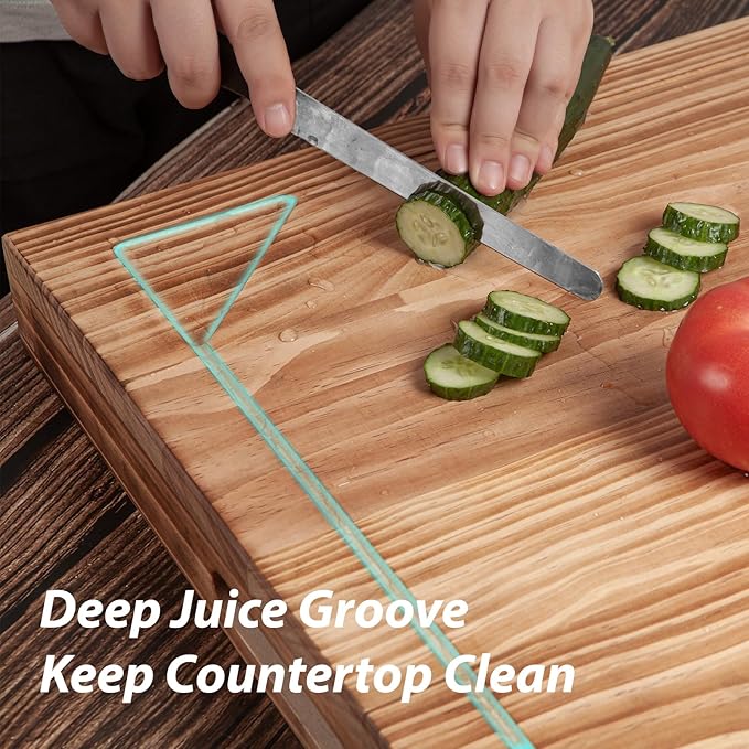 Wooden Stove Top Covers for Gas Burner and Electric Stove, Glass Cooktop Protector, Wood Noodle Board Stovetop Cover With Handles, Rustic