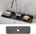 WAFT YEARN 17X5 Inch Silicone Durable Faucet Mat Kitchen Sink Splash Guard Draining Protector Tray Liner Absorbent Protective Counter Accessories For Sink Kitchen Bathroom Laundry Room Bar & RV Black