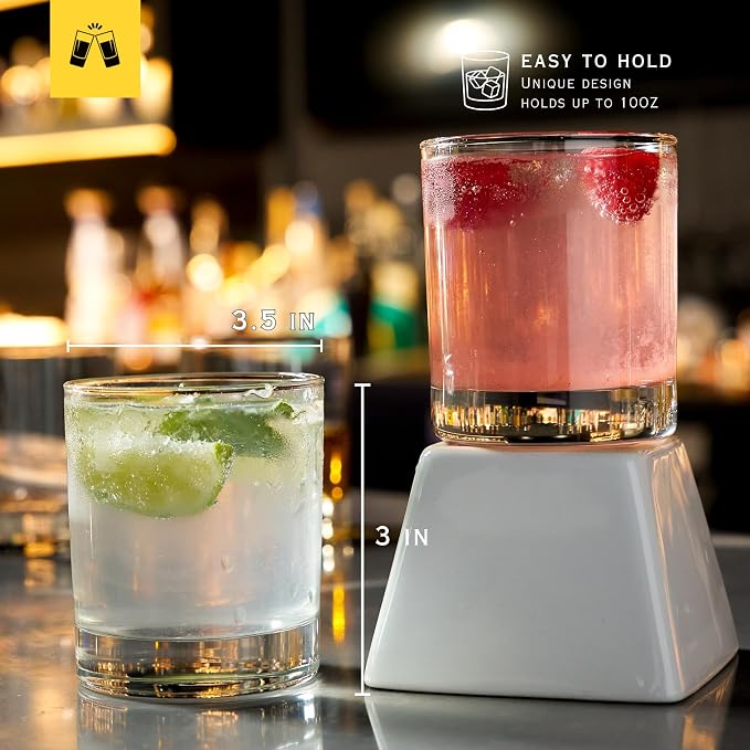 LEMONSODA Lowball Marino Rocks Glass, Classic Bar Glassware for Mojito, Whiskey, Cocktail, Mocktails and Drinking Water Tumbler - 10oz (Set of 6)