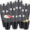 Lallisa 2 oz Stainless Steel Shot Glasses Metal Cups Small Unbreakable Shot Glass for Espresso Whiskey Bar Home Restaurant Camping Barware Gift (Black,200 Pcs)