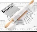 Koville African Natural Marble Rolling Pin, Non-Stick Polished Dough Roller, Pasta, Dumpling, Fondant, Pie Crust, Bread, Pizza Dough, Kitchen Baking Pastry Tools with Mat/Scraper(Grigio Fantasy)