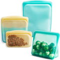 Stasher Silicone Reusable Food Storage Bags, 4-Pack, Reusable Freezer Bags, Microwave, Dishwasher, Oven Safe, Sous Vide, Lunch Containers, Eco Friendly, Food-safe Silicone Snack Bag, Endangered Seas | Reusable Food Bags
