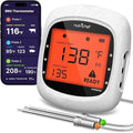 NutriChef Bluetooth Meat Thermometer for Grilling and Smoking, up to 6 Temperature Probes and Smart APP, 400 Ft Range, LCD