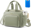 LOVEVOOK Insulated Lunch Bag for Women, PU leather Lunch Box with Shoulder Strap, Wide Opening Adult Large Lunch bags for Work Picnic Beach Family Camping Outdoor Teacher