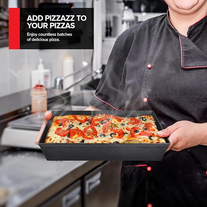 Stock Your Home 8x10 Detroit Style Pizza Pan – Non-Stick Deep Dish Aluminum Pan for Focaccia, Sicilian Bread, Brownies & Chicago-Style Pizza