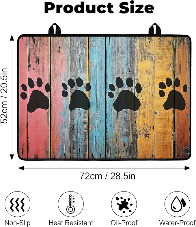 Heat-Resistant Glass Stove Top Cover with Anti-Slip Rubber Coating – Electric Stove Protector, Scratch-Resistant, Expands Counter Space, Stylish Kitchen Decor (Dog Paw Print)