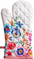 Maison d'Hermine Oven Gloves 100% Cotton Oven Mitt 7" x 13" with Loop Heat Resistant BBQ Cooking Gloves Baking Grilling Gifts for Mothers Day Spring/Summer(Pack of 1, Happy Florals - High Summer)