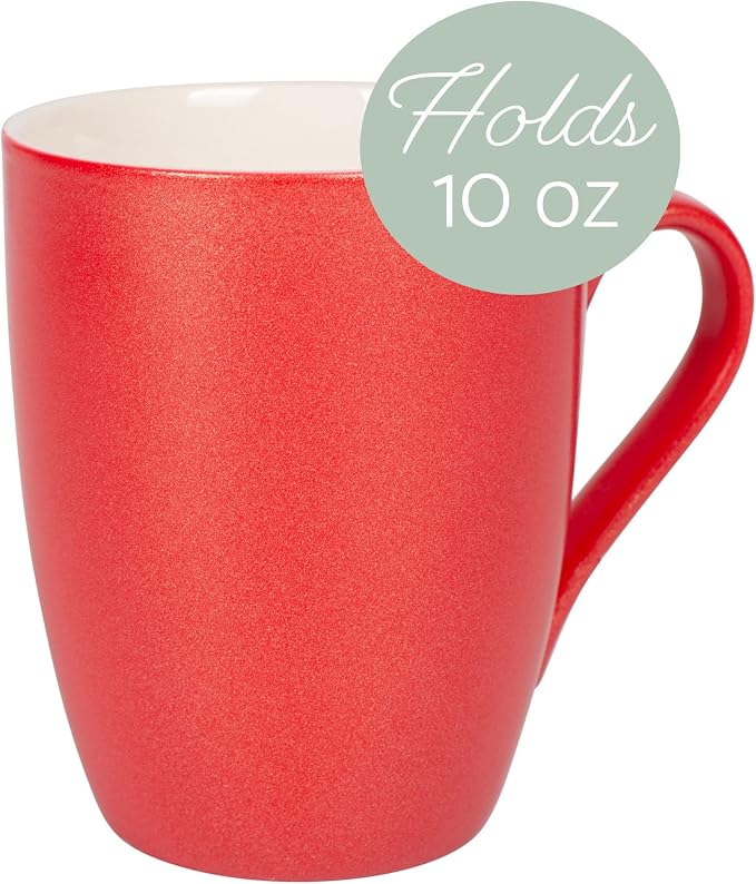 Elanze Designs Crimson Red Glossy Finish 10 Oz. New Bone China Coffee Cup Mugs Set of 4