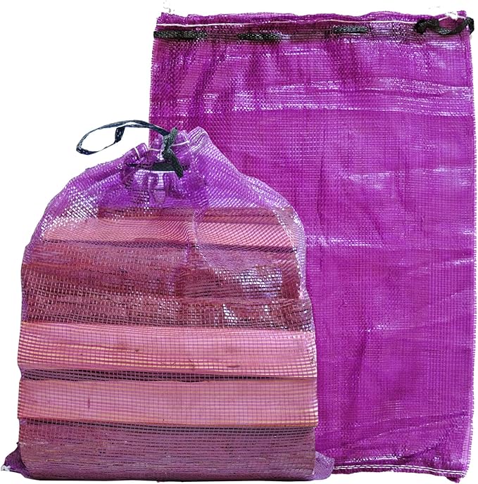 Mesh Firewood Bags 22"×32" 150 Per Pack Crawfish Sacks, Firewood Bags for Selling, Onion Bag Storage Potato Sacks Mesh Wood Bag Bulk (Pack of 150)