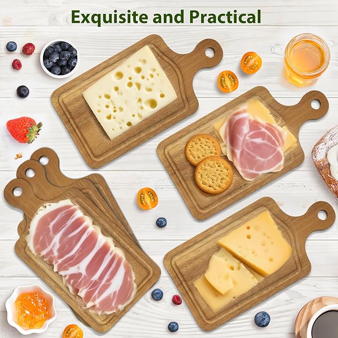 AZEAM 2 Sets Baby Bridal Shower Prizes for Game Winners, Acacia Mini Cheese Board Sets with Knives Forks and Present Box, Small Charcuterie Boards Bulk for Party Wedding Guests Present