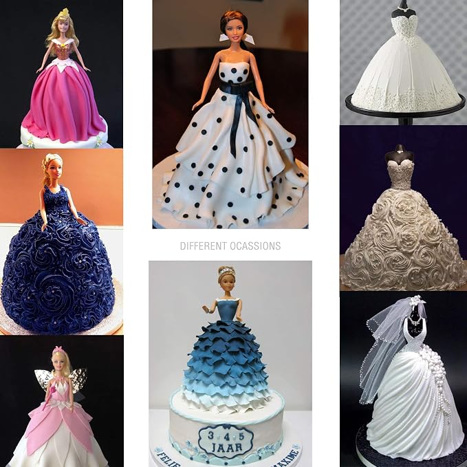 FETESUR Princess Dress Doll Cake Pan Aluminum Alloy Skirt Cake Baking Pan for Birthday and Anniversary (8 inch)