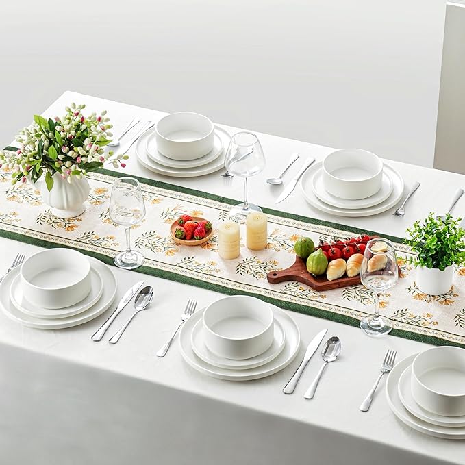 Ceramic Salad & Dessert Plates Set, 8 Inch, Set of 4, Modern White | Stoneware, Dishwasher & Microwave Safe, Small Dinner Plates, For Cake, Fruits, Waffle, Pasta, Salad