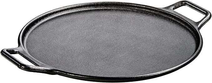 Lodge Seasoned Cast Iron Pizza Pan - Cast Iron Baking Plate for Homemade Crusts & Flatbreads - Durable Heirloom Quality Pizza Pan with Handles - 14 Inch
