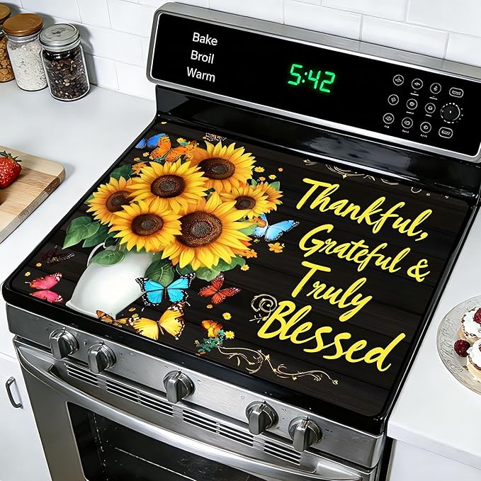 Stove Top Covers for Electric Stove: Heat Resistant Protector Glass Stove Top Expands Counter Space, Stylish Kitchen Decor (G254876)