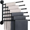 Alise Swivel Towel Rack,Folding 6 Arms Hand Towel Bars Towel Hanger for Bathroom,Wall Mount Drying Racks for Laundry,SUS304 Stainless Steel Swing Out Towel Holder Storage Space Saving,Matte Black