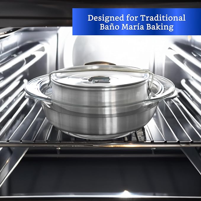 Flan Mold with Lid - Authentic Mexican Flan Pan - Flan Molds for Baking with Water Bath - Molde para Flan Baño Maria - Flaneras Moldes con Tapa