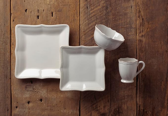 Lenox White French Perle Bead Square 4Pc Place Setting, 6.90 LB