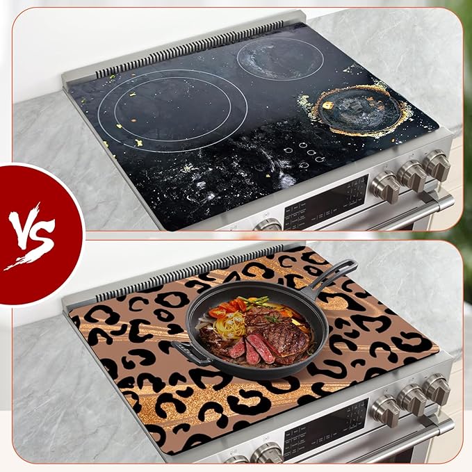 Decorative Electric Stove Top Covers, Heat Resistant Silicone Stove Cover Mat, Stove Top Protectors for Electric Flat Glass Stoves, Adds Extra Counter Space for Small Kitchens and Apartments