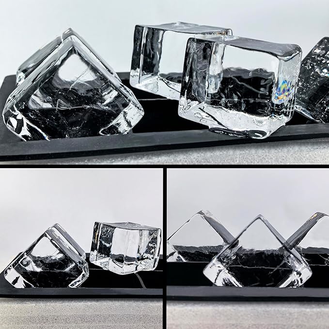 Clear Ice Cube Maker Tray - 2 Inch Clear Ice Cube Silicone Mold,10 Large Crystal Ice Cubes for Whiskey and Cocktail