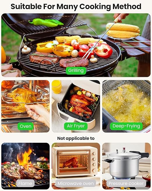UNERVER Wireless Meat Thermometer with WiFi Unlimited Range - Ultra Thin Probe with 6 High Accuracy ±0.5°F Sensors, Digital Bluetooth Base, Login-Free Smart App, Ideal for Smoker, Oven, Rotisserie