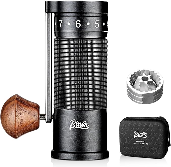 Bincoo Manual Coffee Grinder Manual Foldable Handle– Espresso Hand Coffee Grinder Burr,Compact and Portable for Home/Travel/Camping (Black)