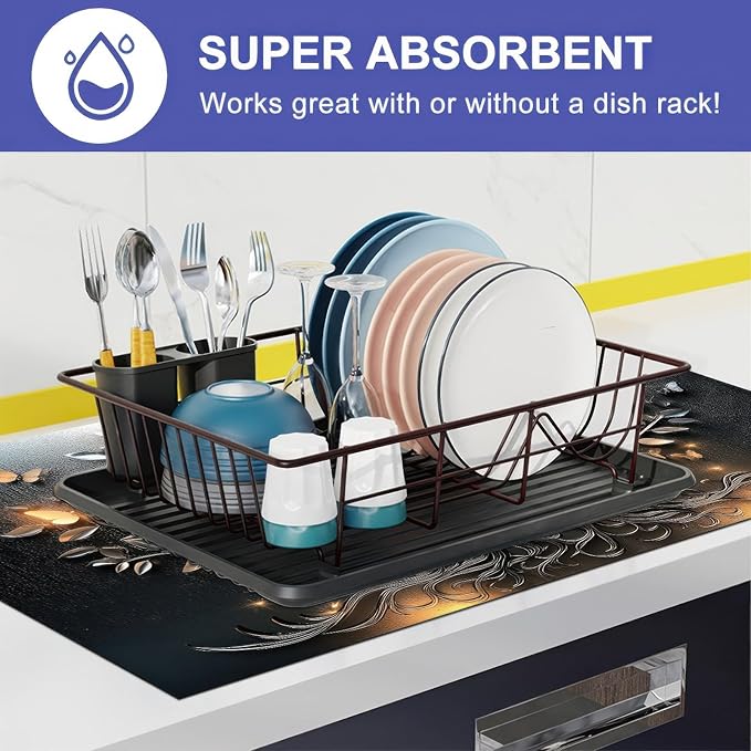 HOMETITUTE Stove Top Cover 28x20 Inch Diatomite Butterfly Tree Relief Kitchen Decor Glass Cooktop Protector Dish Drying Mat Coffee Mat Electric Stove Cover Mat Heat Resistant Pad