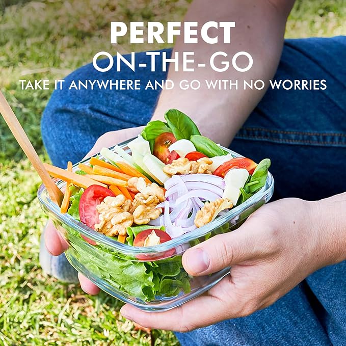 Razab 35 Pc Set Glass Food Storage Containers with Lids - Meal Prep Airtight Bento Boxes BPA-Free 100% Leak Proof (15 lids,15 glass & 5 Plastic Sauce/Dip Containers)