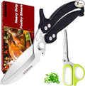Heavy Duty Poultry Shears for Chicken Meat, Multipurpose Kitchen Scissors for Food, Herb Scissors With 5 Blades and Cleaning Comb, Cool Gadgets Tools 2024 Green, 2pcs Set, Black