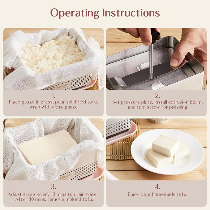 Tofu Press Stainless Steel, Paneer Maker with Upgraded Deep-Press Design, Improves Tofu Flavor and Texture, for Homemade Tofu, Paneer Press and Cheese Press, Multi-Functional Kitchen Tool, BPA Free