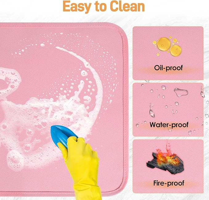 Heat Resistant Mat for Air Fryer, 15 x 18in Heat Resistant Mat for Countertop, Fireproof Silicone Countertop Protector Appliance Slider Hot pod for Air Fryer, Coffee Maker, Toaster, Oven (Pink)