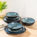 AmorArc Ceramic Dinnerware Sets,Handmade Reactive Glaze Stoneware Plates and Bowls Sets,Highly Scratch Resistant | Dishwasher & Microwave Safe Dishes Set,Service for 6 (18pc)