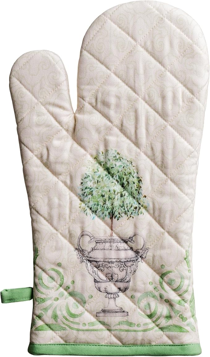 Maison d'Hermine Oven Gloves 100% Cotton Oven Mitt 7" x 13" with Loop Heat Resistant BBQ Cooking Gloves Baking Grilling Gifts for Mothers Day Spring/Summer (Pack of 1, Jardin Du Roy)