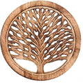 Wedding Gifts Set of 2 Wooden Trivets for Hot Dishes Pots and Pans Tea Pot Holders Hot Pads Tree of Life Design Modern Farmhouse Kitchen Counter Decor Dia 8'' Inch (Burnt)