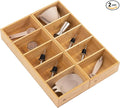 KitchenEdge Premium Kitchen Utensils and Junk Drawer Organizer – Small 5-Compartment Design with 4 Removable Dividers, Non-Slip Feet, 100% Sustainable Bamboo, 2 Pack