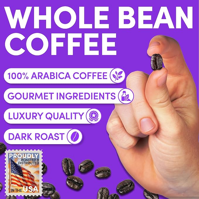French Roast Whole Bean Coffee | Dark Roast European Coffee Beans | Extra Bold Strong | Low Acid, Specialty Grade | 12 oz