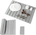 2pcs Stone Dish Drying Mat for Kitchen Counter, Quick-Dry Diatomaceous Earth Water Absorbent Pad & Countertop Drainer, Home Essentials for Bath and Pets - Light Grey, 24x16’’ & 8x4’’