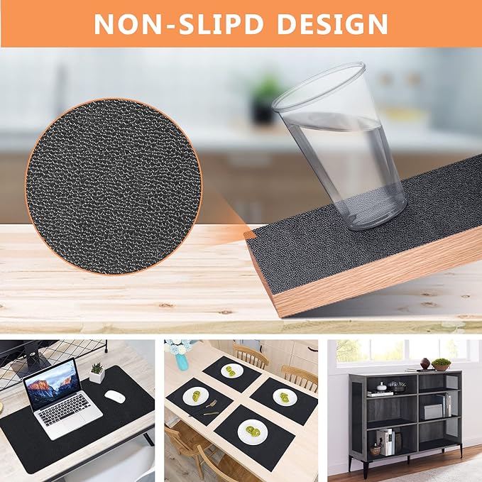 WochiTV Shelf Liner for Cabinets, Drawer Non Adhesive Non Slip Foam Mat for Kitchen, Pantry, Bathroom, Cupboard, Garage, Closet, Shelves, Drawer, Tool Box, Black 17.5 x 354 inches