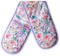 Maison d' Hermine Double Oven Mitts 100% Cotton 7"x35" Double Oven Mitt Heat Resistant BBQ Cooking Gloves with Loop Baking Grilling Gifts for Mothers Day Spring Summer (Floral Love)