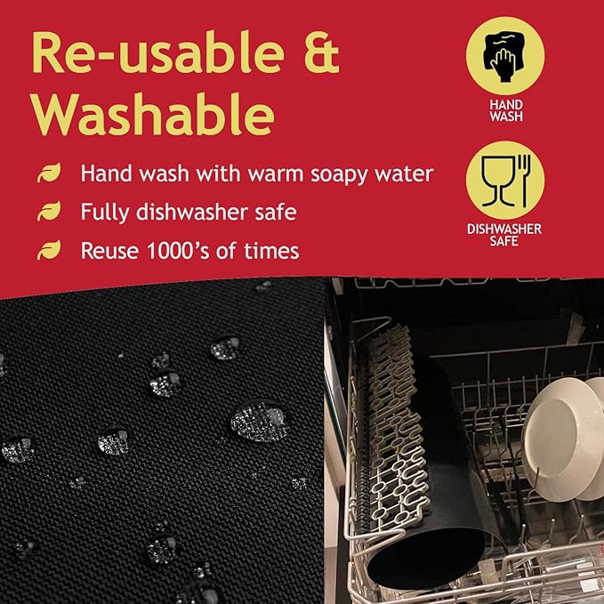 SPARES2GO Oven Liner Non Stick (2 Pack) - Large Universal Teflon Baking Mat Bottom Cooker Protector Heavy Duty Clean Fan Assisted Oven Liners (40 x 50 cm)