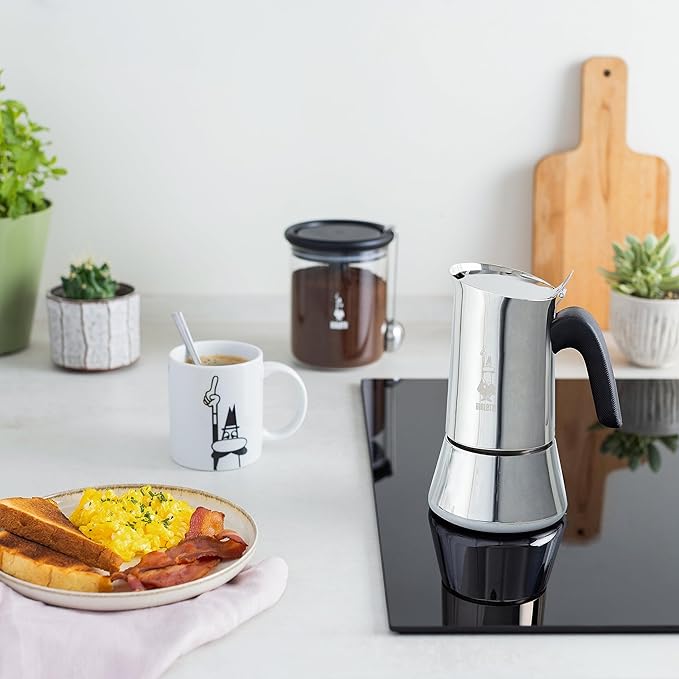 Bialetti - New Venus Induction, Stovetop Coffee Maker, Suitable for all Types of Hobs, Stainless Steel, 6 Cups (7.9 Oz), Silver