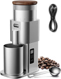 SHARDOR All-Metal Single-Dose Coffee Grinder – Quiet DC Motor, Home-use Espresso Grinder, Burr Coffee Grinder, with 80 Settings and an LED Power Display，Silver
