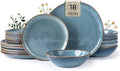 AmorArc Ceramic Dinnerware Sets,Handmade Reactive Glaze Stoneware Plates and Bowls Sets,Highly Scratch Resistant | Dishwasher & Microwave Safe Dishes Set,Service for 6 (18pc)