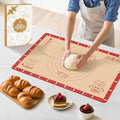 Extra Thick Silicone Baking Mat with Recipes - 26x16 inch Non Stick Pastry Mat with Measurements for Sourdough, Macarons, Bread, Pizza, Dough Rolling, Kneading, Heat Resistant to 480°F Gift for Baker