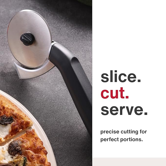 Zyliss Pizza Cutter with Removable Wheel - Stainless Steel Blade - Kitchen Tool and Gadget for Right- and Left-Handed Use - Dishwasher Safe - New Sharp Edge Pizza Cutter