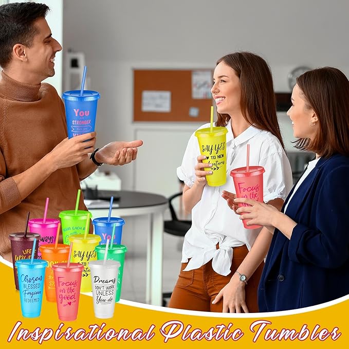 Uiifan 50 Pcs Inspirational Cups Bulk Appreciation Gifts for Employee Coworker Staff Team Thank You Gifts, Office Prizes for Adults Work Party Favors, Associates, Giveaways (Vibrant Color)